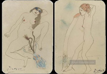 Zwei erotischen Zeichnungen Deux dessins Erotiques 1903 Kubisten Ölgemälde